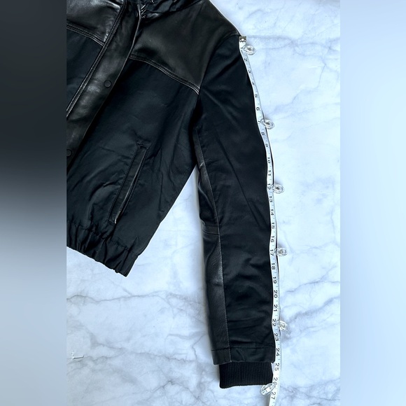 DANIER Down Filled Leather Accent Bomber w Detachable Coyote Fur Hood Trim - Picture 17 of 17